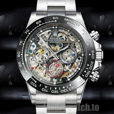 rolex skeleton for sale|Rolex daytona skeleton watch.